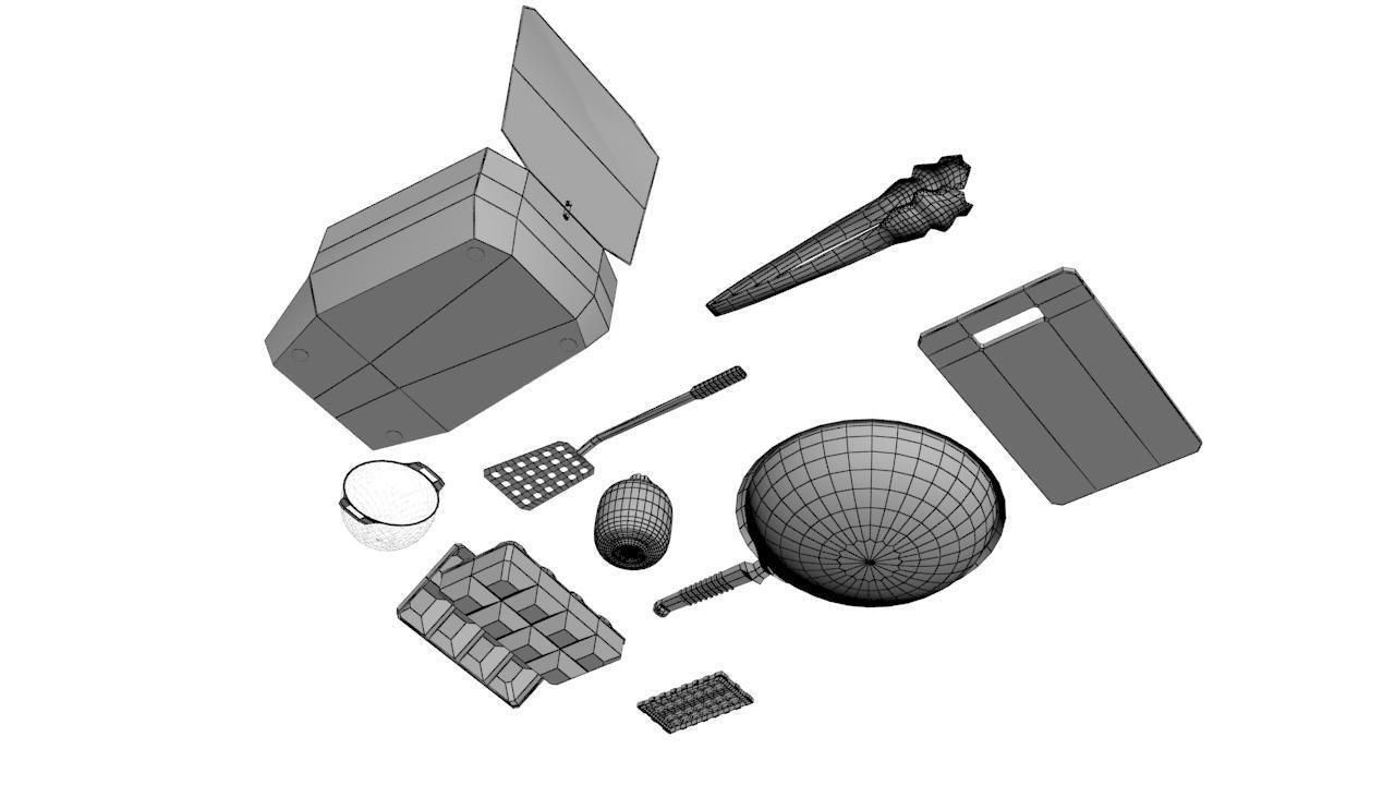 Kitchen Set 2 of tools Low-poly 3D model_1