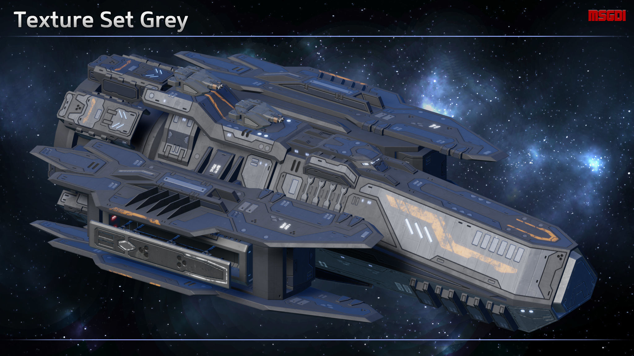 Spaceship Torpedo Frigate Ripper Low-poly 3D model_7