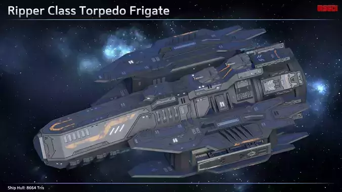 Spaceship Torpedo Frigate Ripper Low-poly 3D model