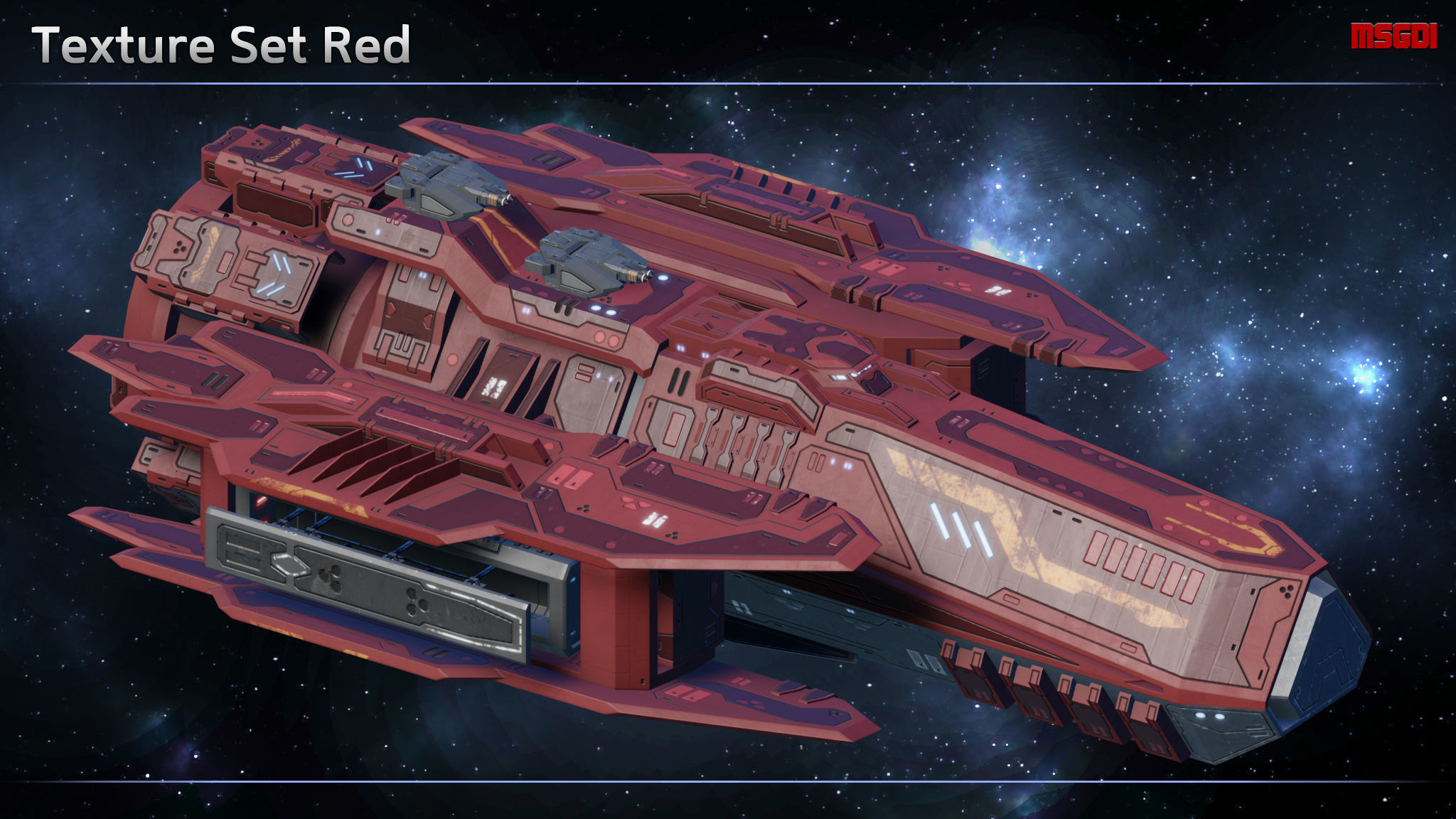 Spaceship Torpedo Frigate Ripper Low-poly 3D model_8