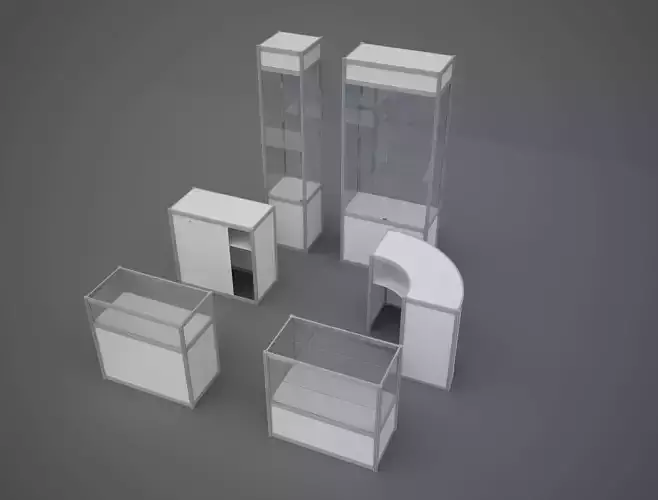 octanorm set two glass display cases 3D model