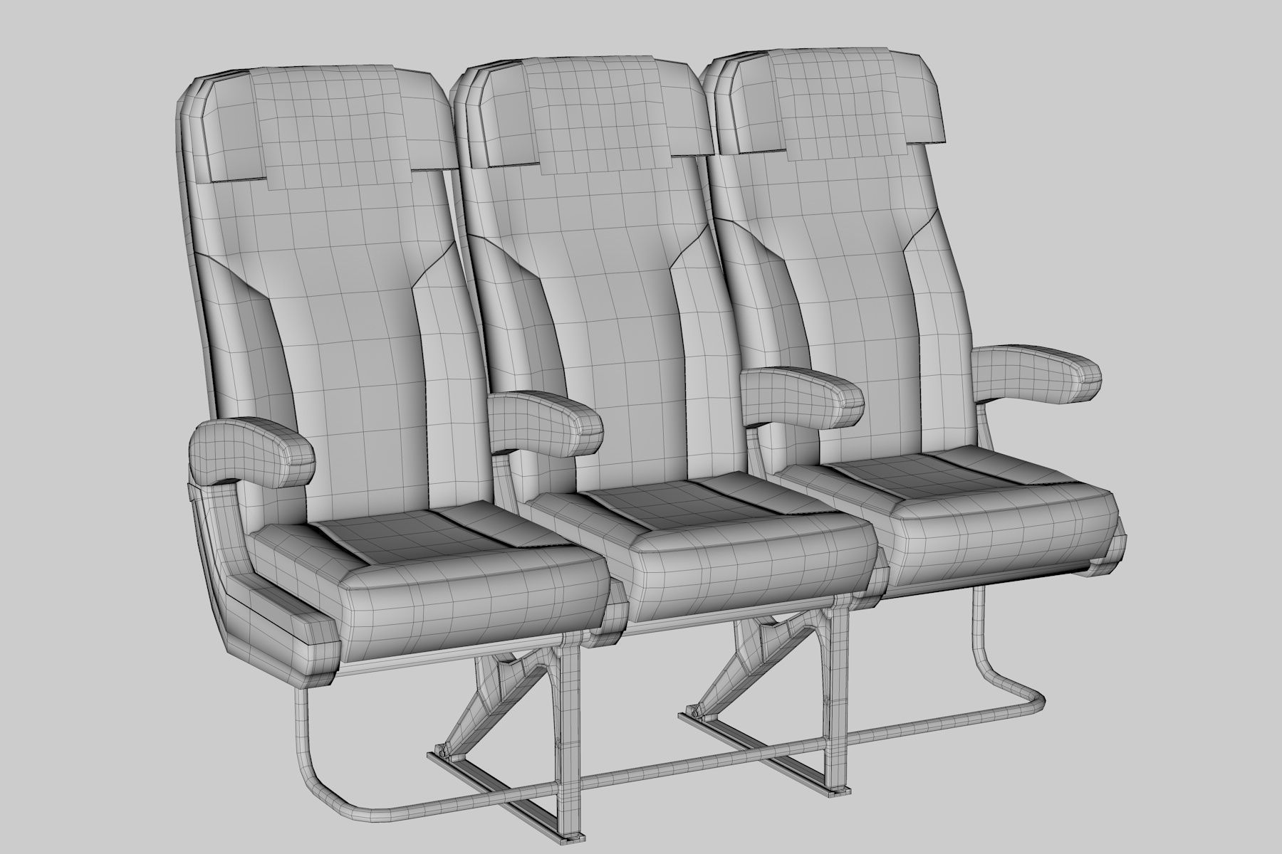 Airplane chair Low-poly 3D model_16