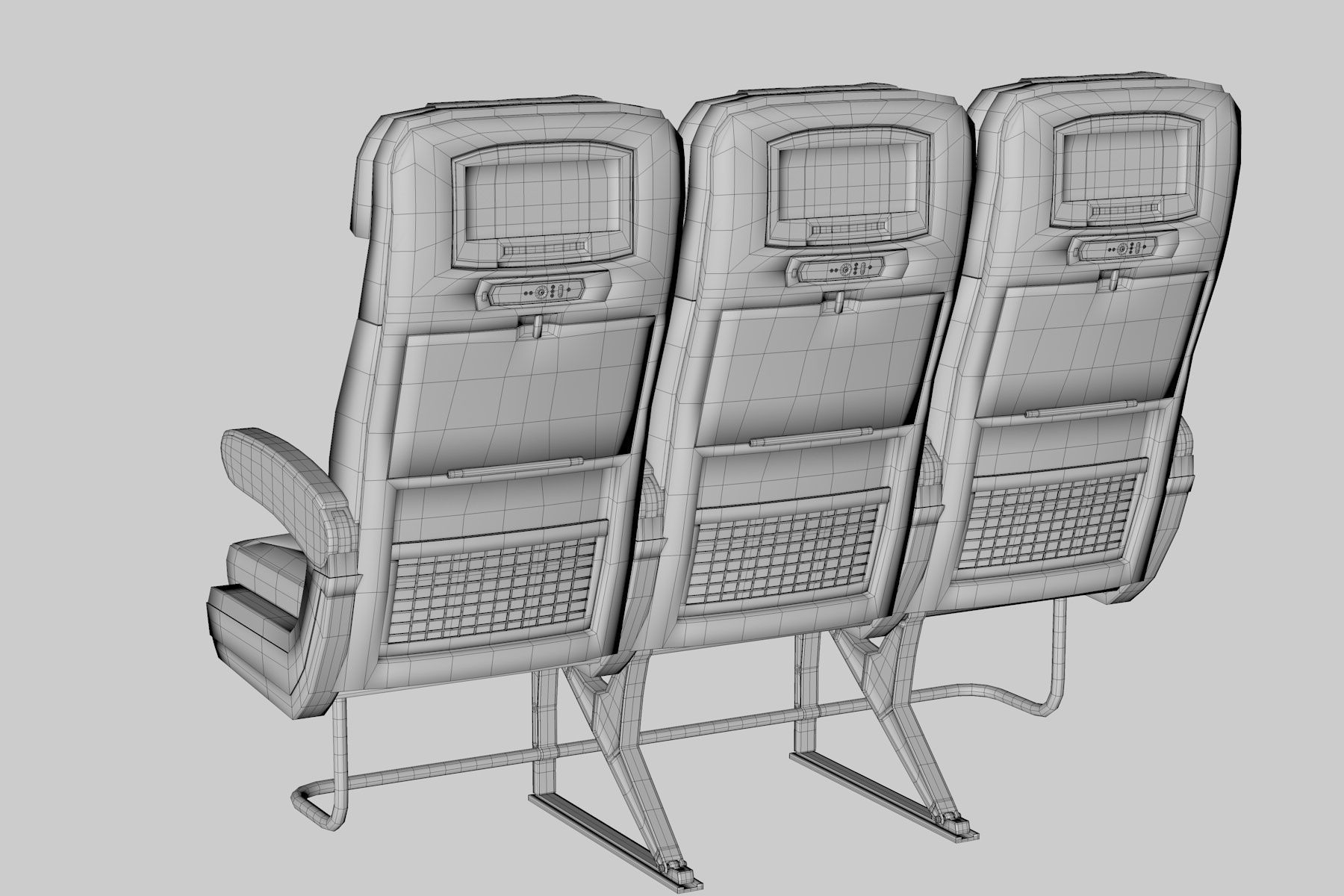 Airplane chair Low-poly 3D model_17