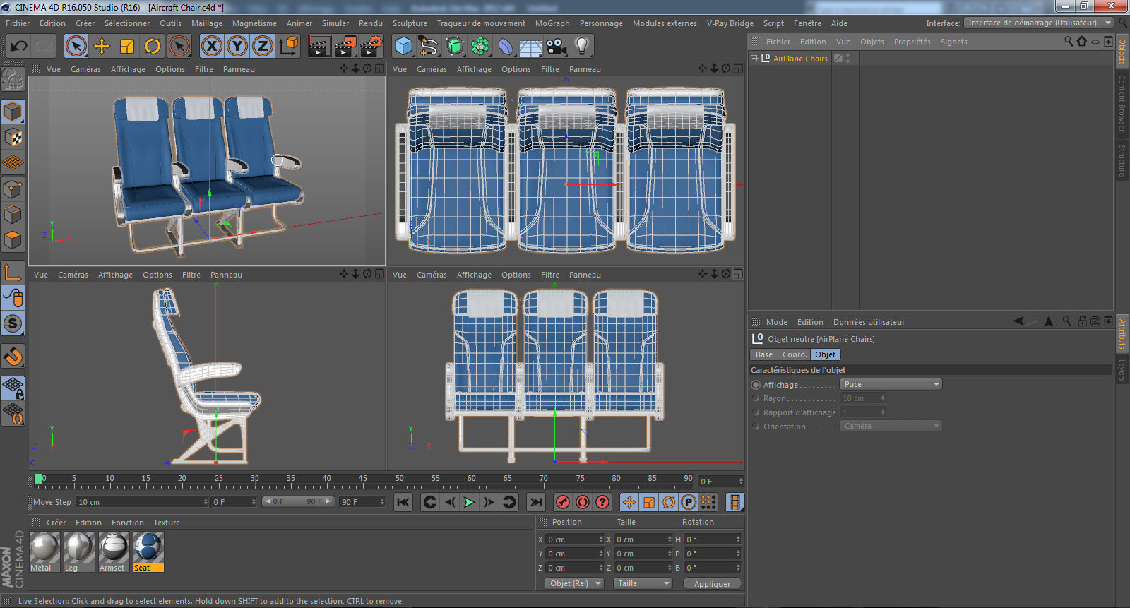 Airplane chair Low-poly 3D model_15