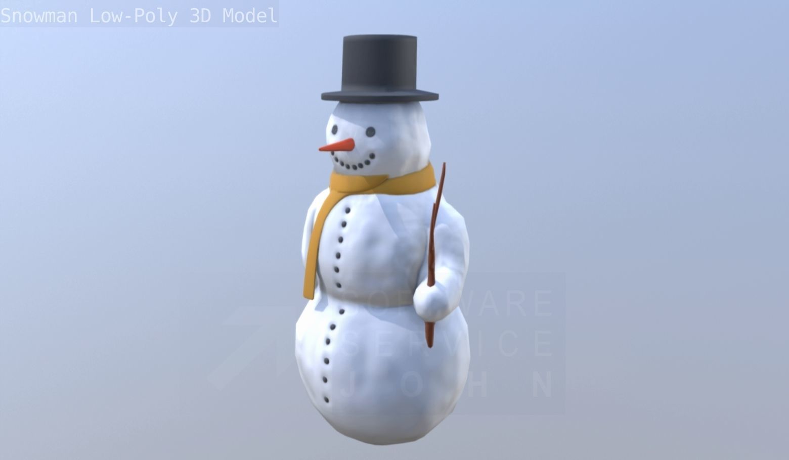 Snowman Low-Poly-Version Low-poly 3D model_18