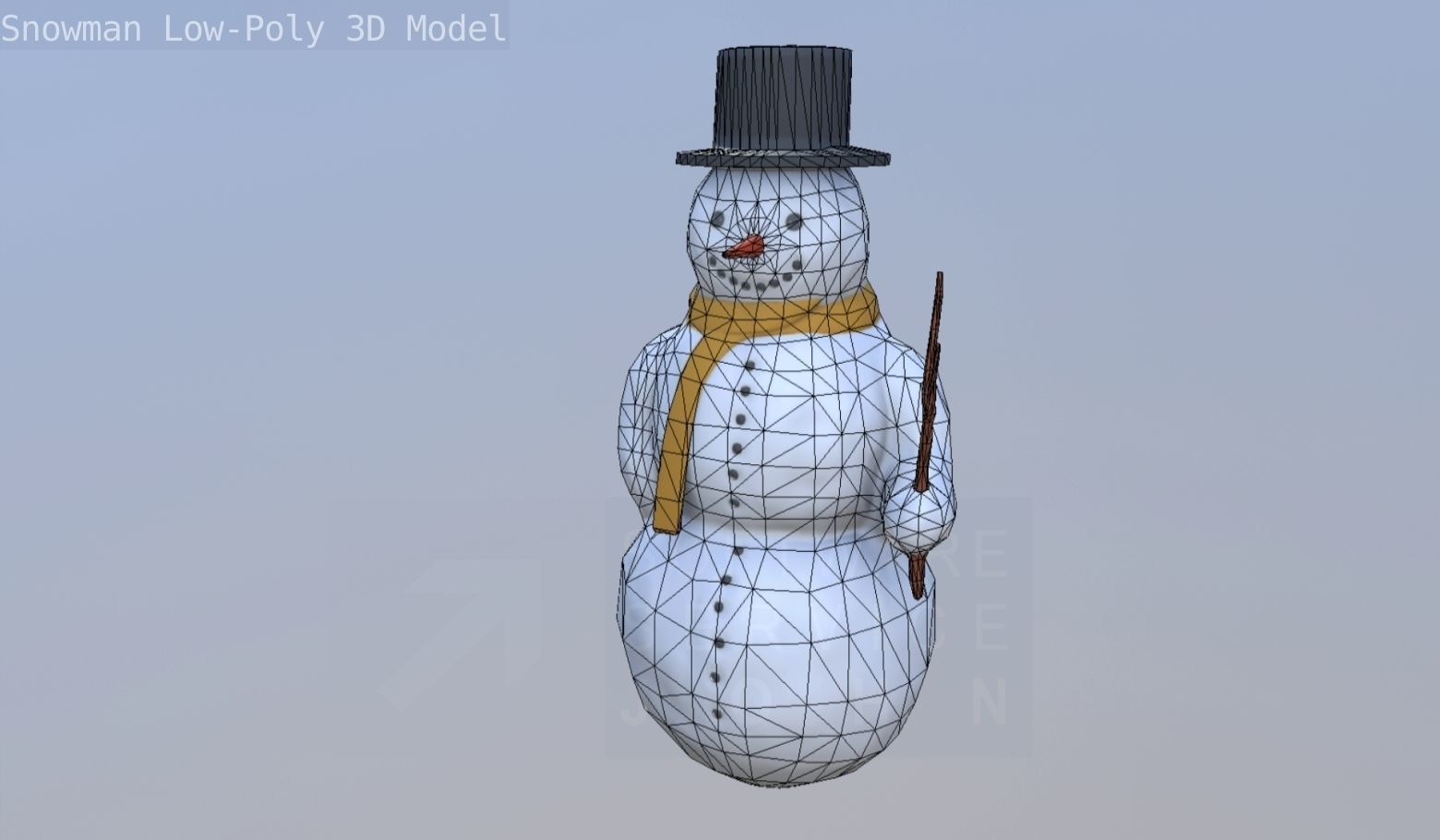 Snowman Low-Poly-Version Low-poly 3D model_86
