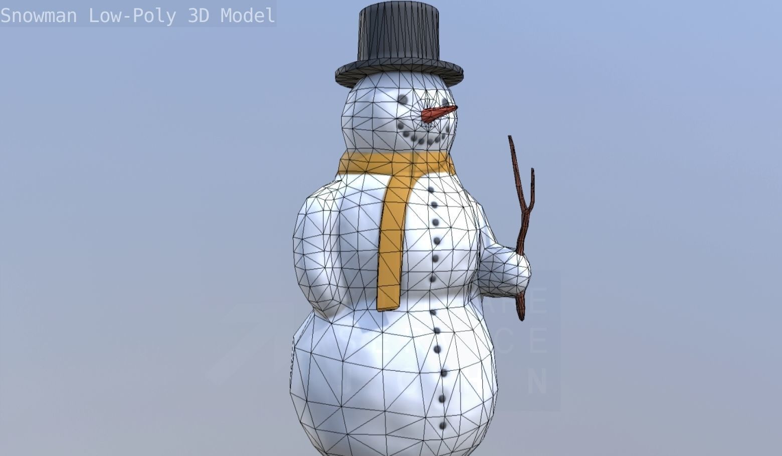 Snowman Low-Poly-Version Low-poly 3D model_30