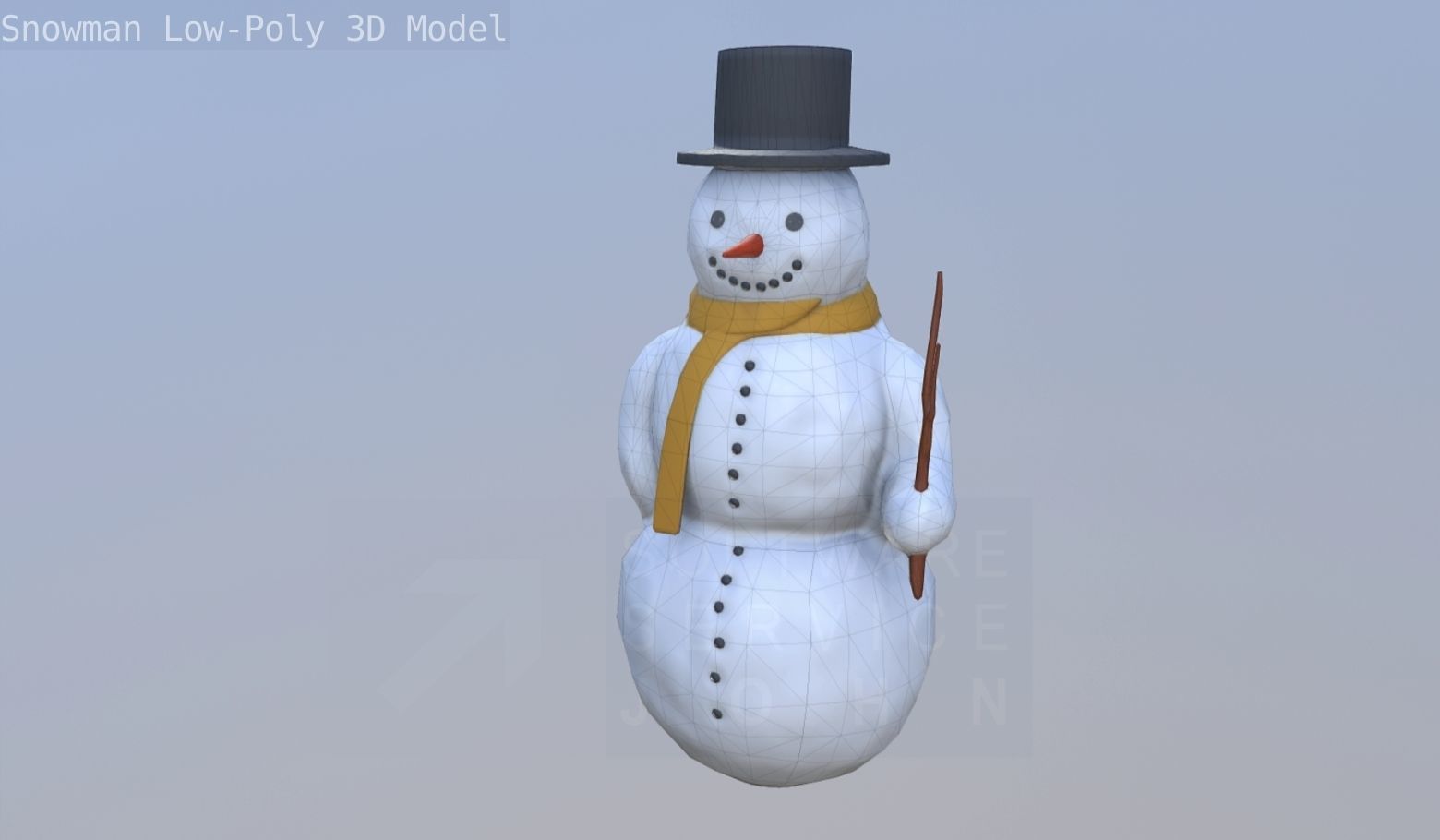 Snowman Low-Poly-Version Low-poly 3D model_56