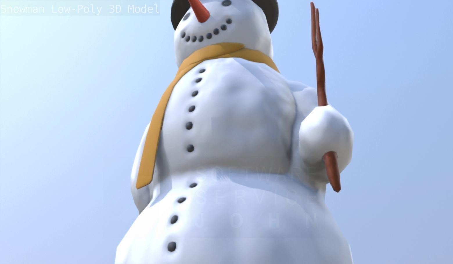 Snowman Low-Poly-Version Low-poly 3D model_4