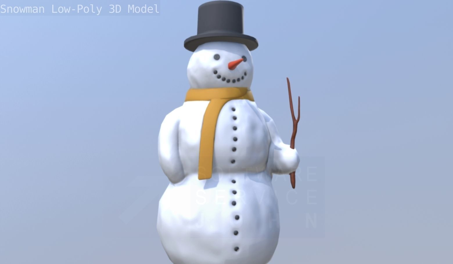 Snowman Low-Poly-Version Low-poly 3D model_26