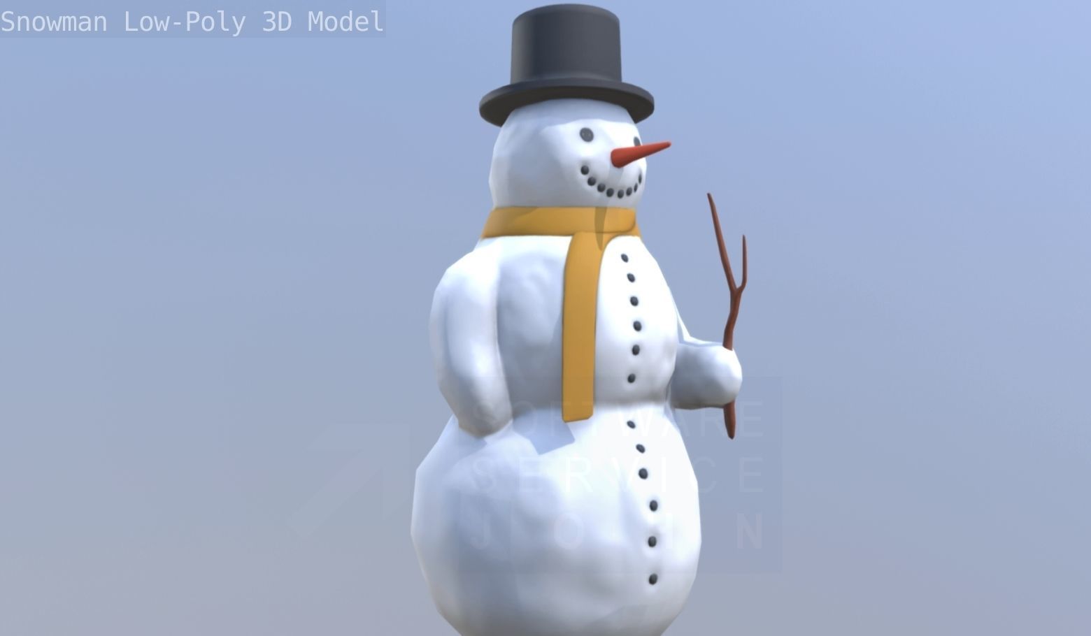 Snowman Low-Poly-Version Low-poly 3D model_38