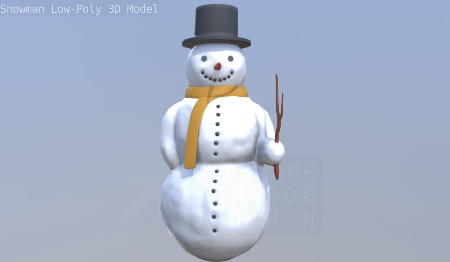 Snowman Low-Poly-Version Low-poly 3D model_40