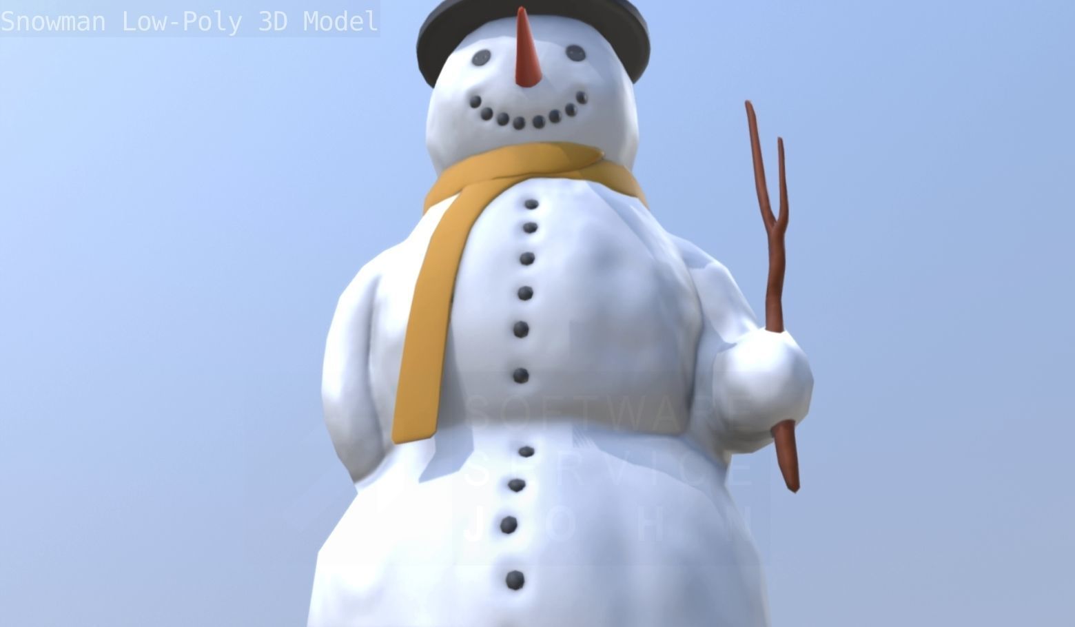 Snowman Low-Poly-Version Low-poly 3D model_11