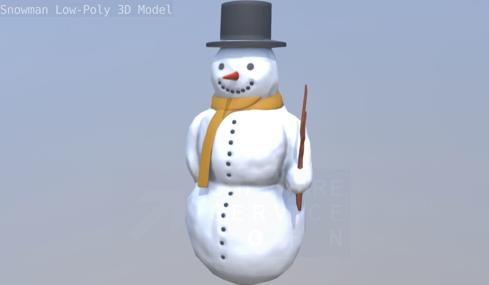 Snowman Low-Poly-Version Low-poly 3D model_84