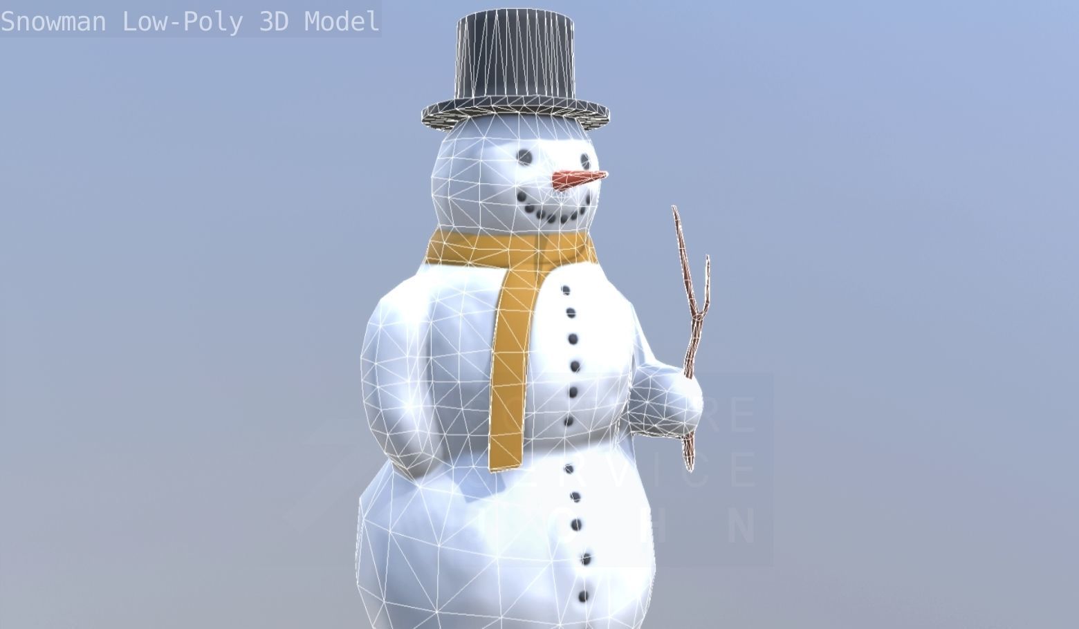 Snowman Low-Poly-Version Low-poly 3D model_114