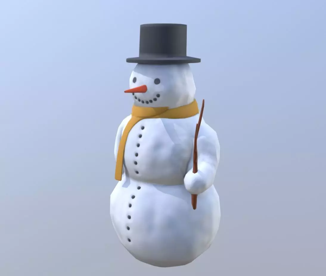 Snowman Low-Poly-Version Low-poly 3D model_0