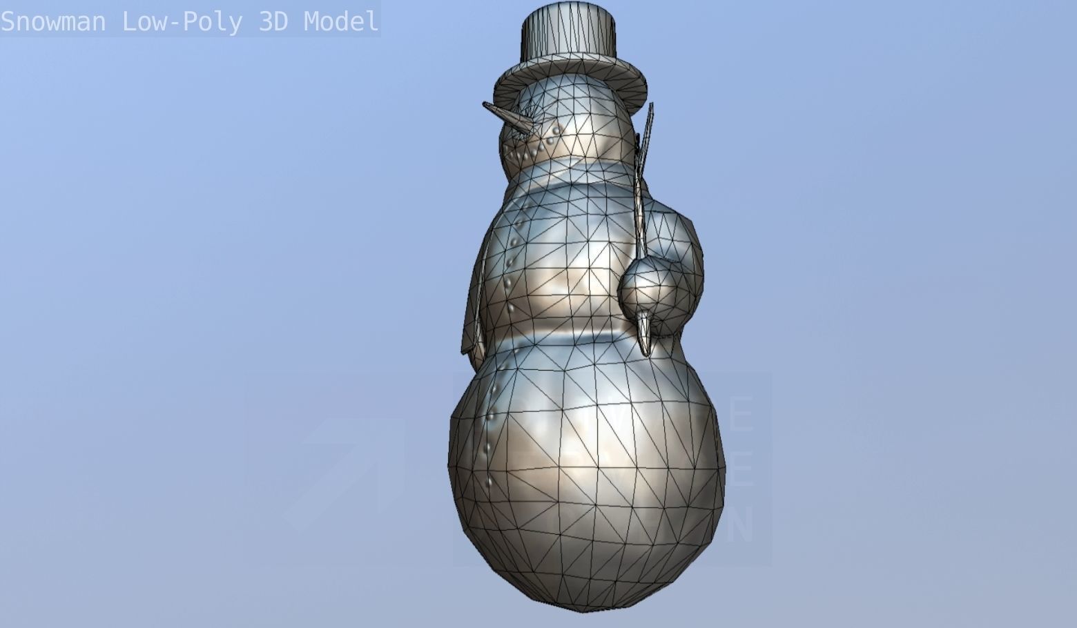 Snowman Low-Poly-Version Low-poly 3D model_64