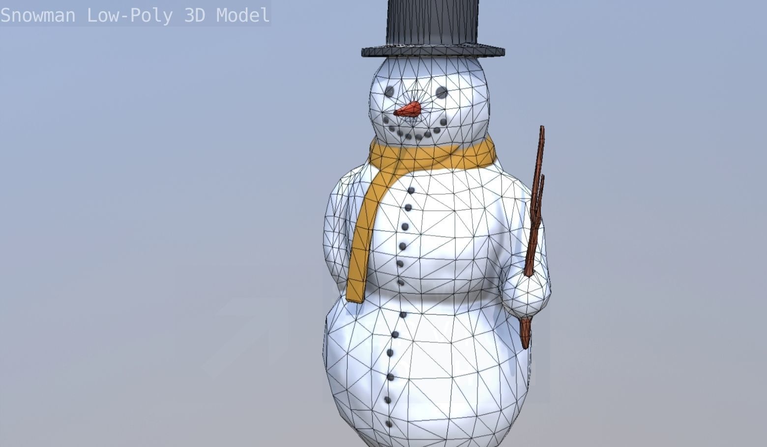 Snowman Low-Poly-Version Low-poly 3D model_92