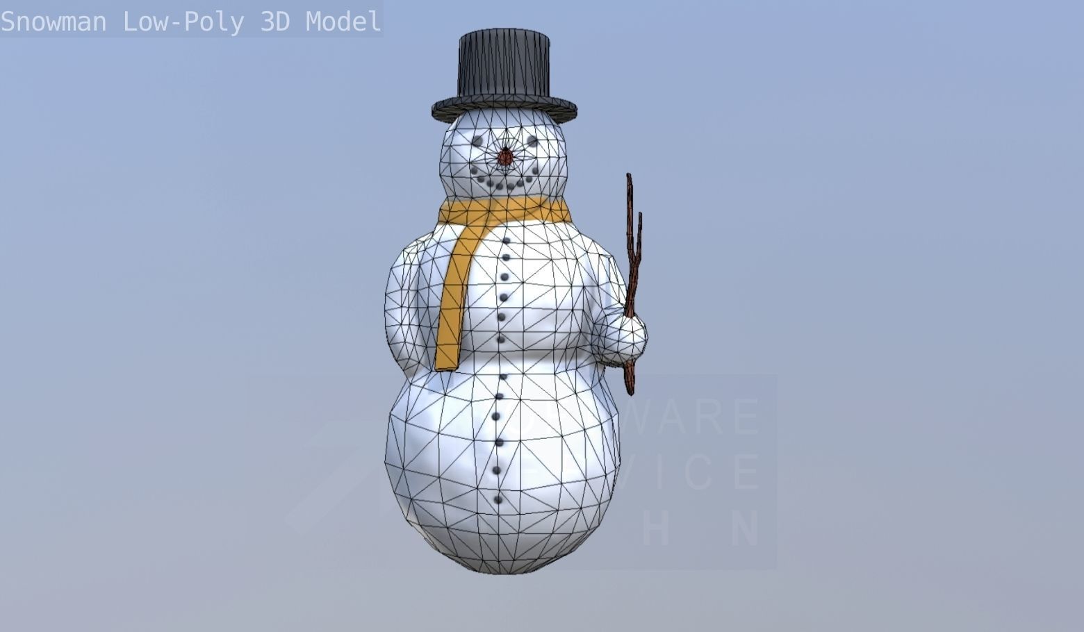 Snowman Low-Poly-Version Low-poly 3D model_41