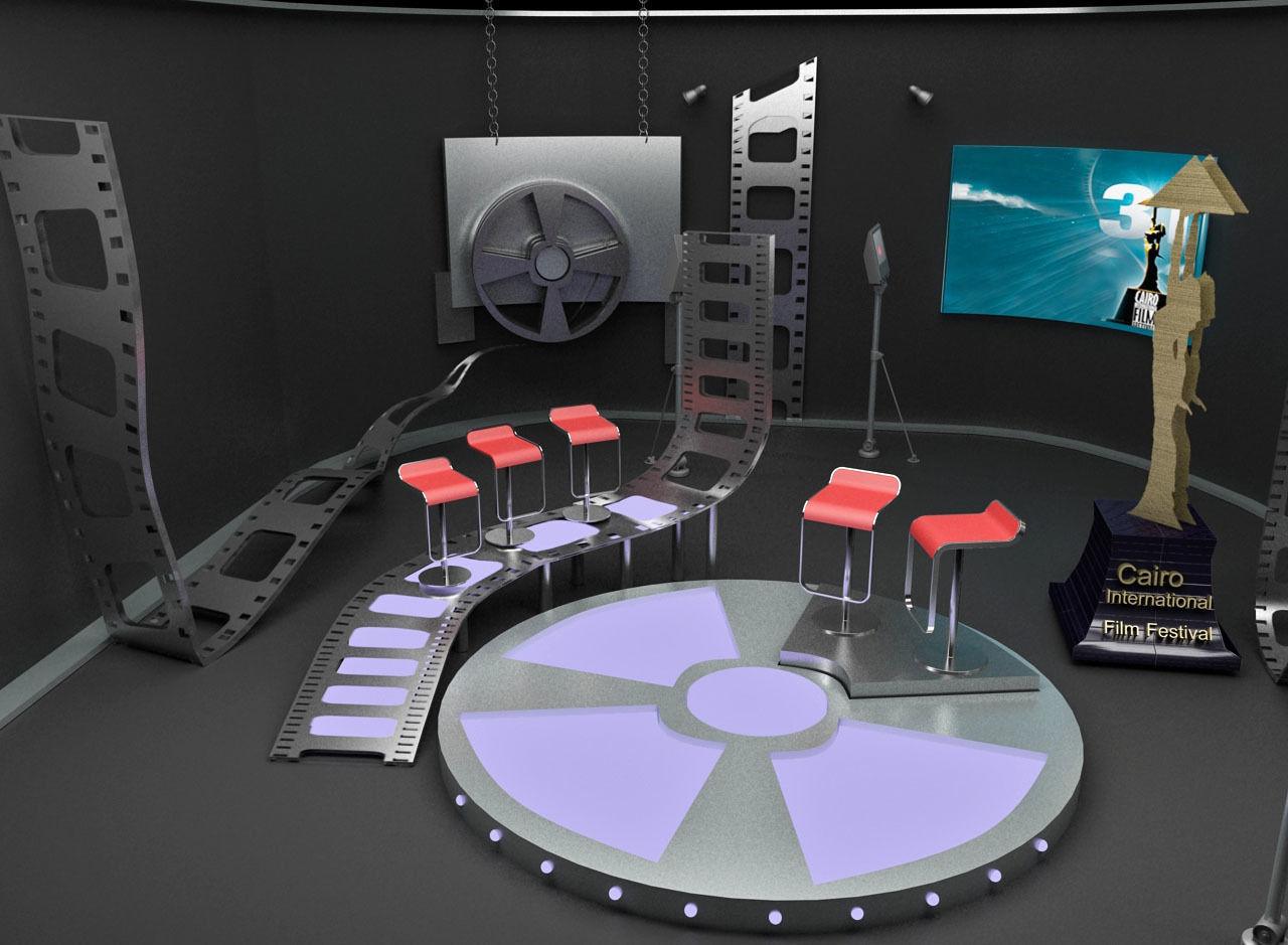 Virtual TV cinema studio 3D model_2