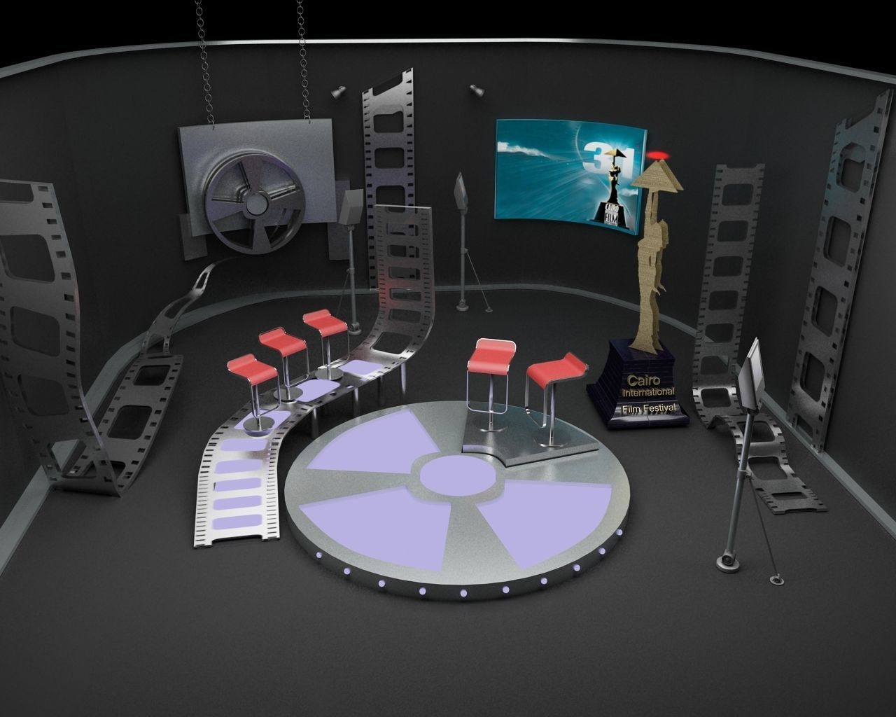 Virtual TV cinema studio 3D model_3