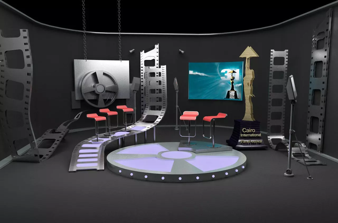 Virtual TV cinema studio 3D model_0