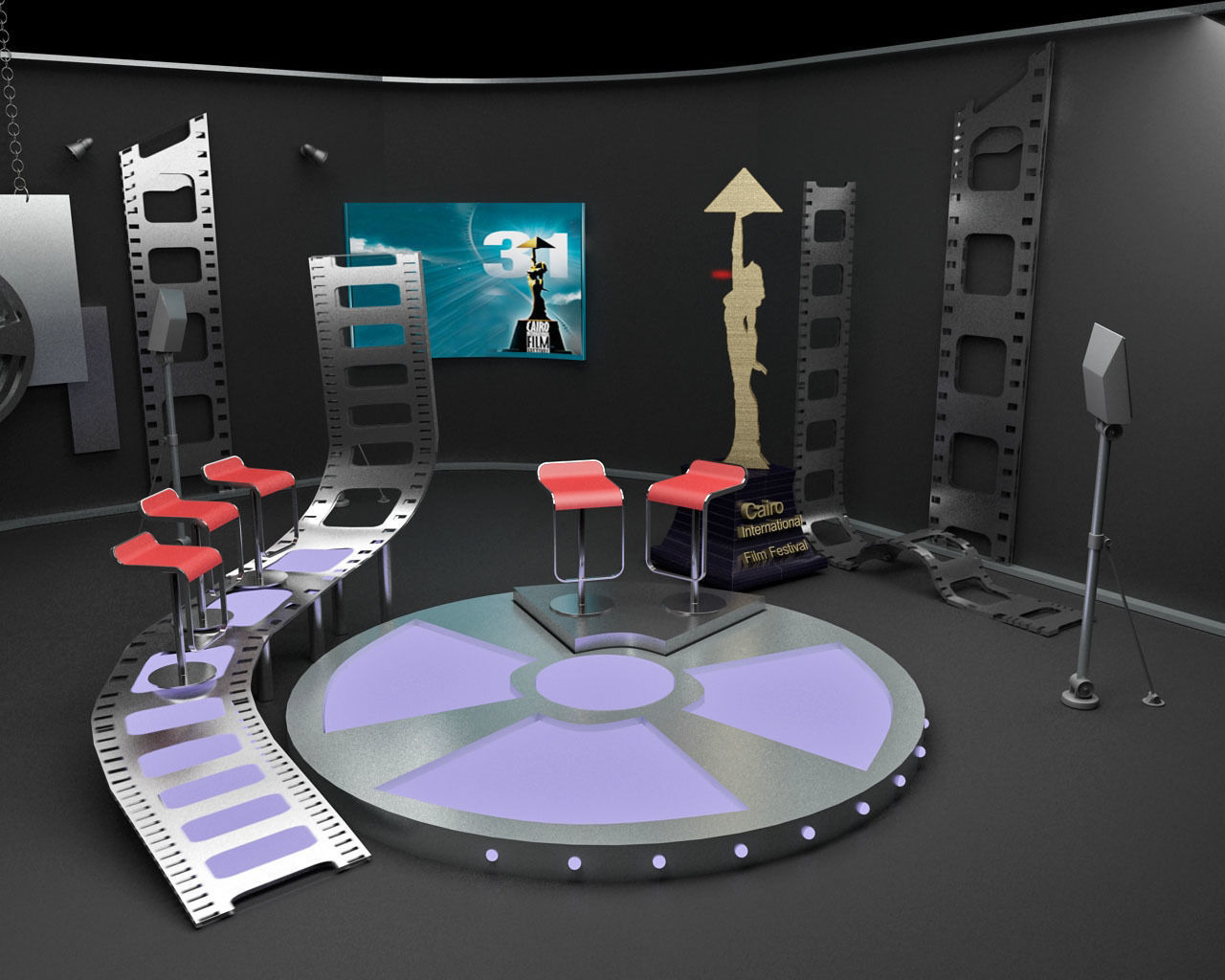 Virtual TV cinema studio 3D model_1
