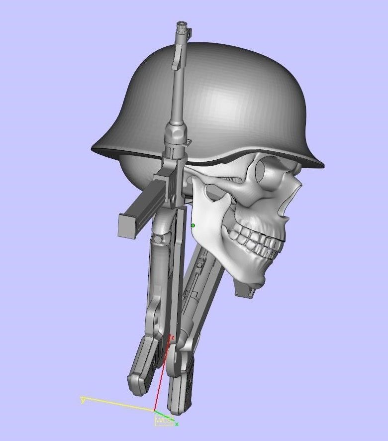 skull 3d model luftwaffe with guns 3D print model_4