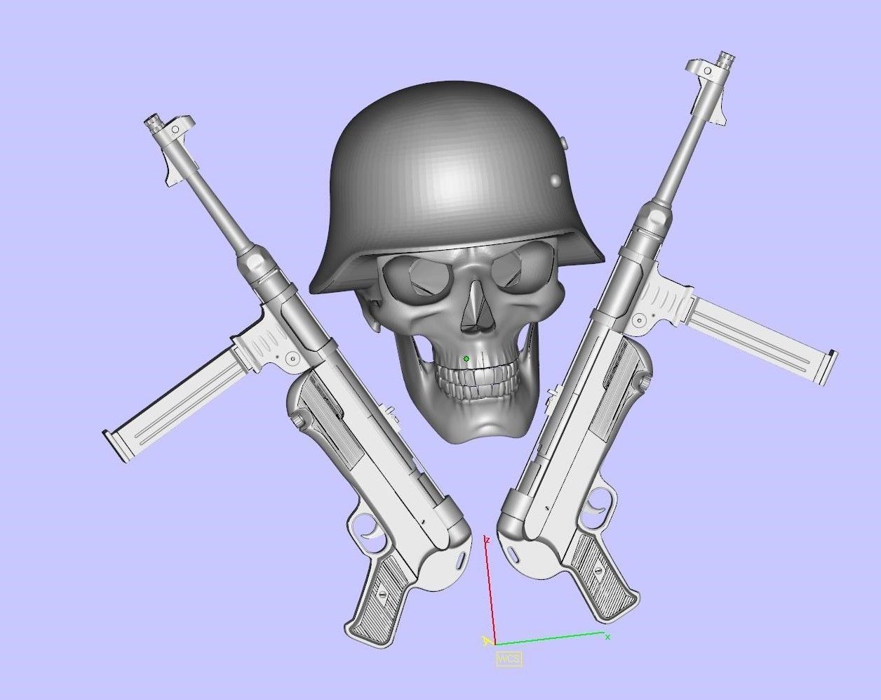 skull 3d model luftwaffe with guns 3D print model_6