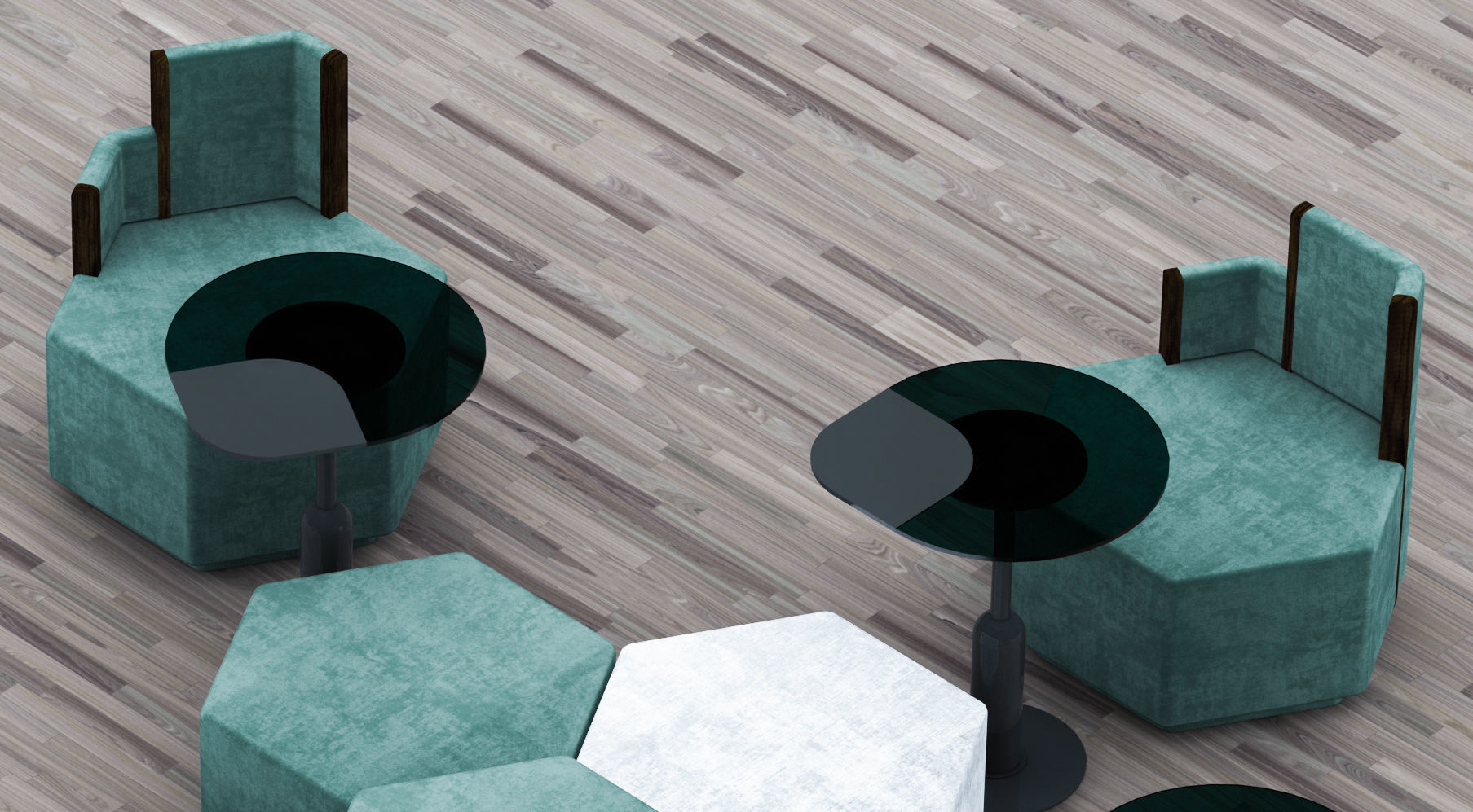 Cafeteria Seating 3D model_6