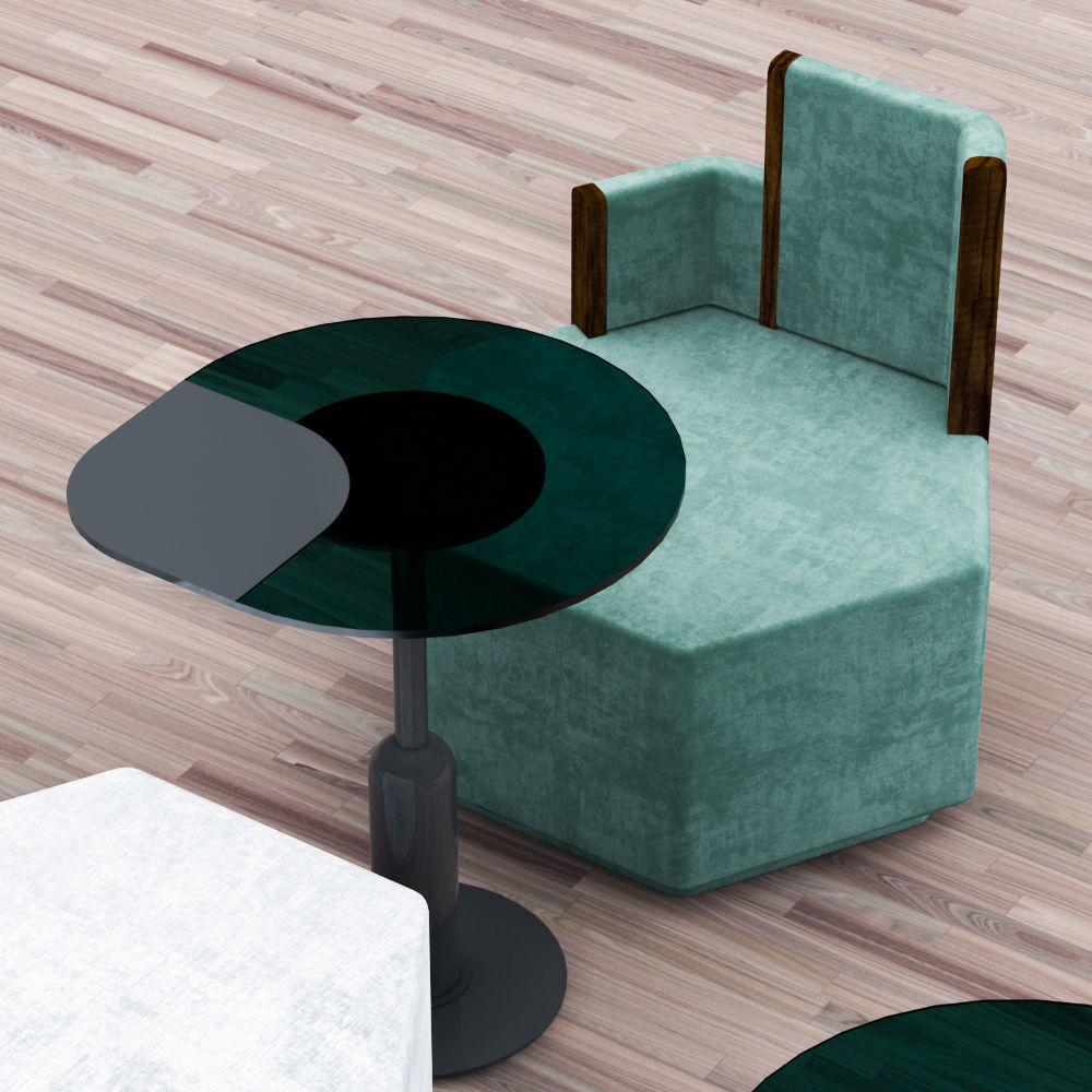 Cafeteria Seating 3D model_2