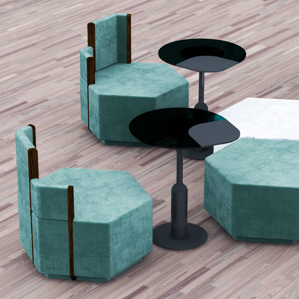 Cafeteria Seating 3D model_1