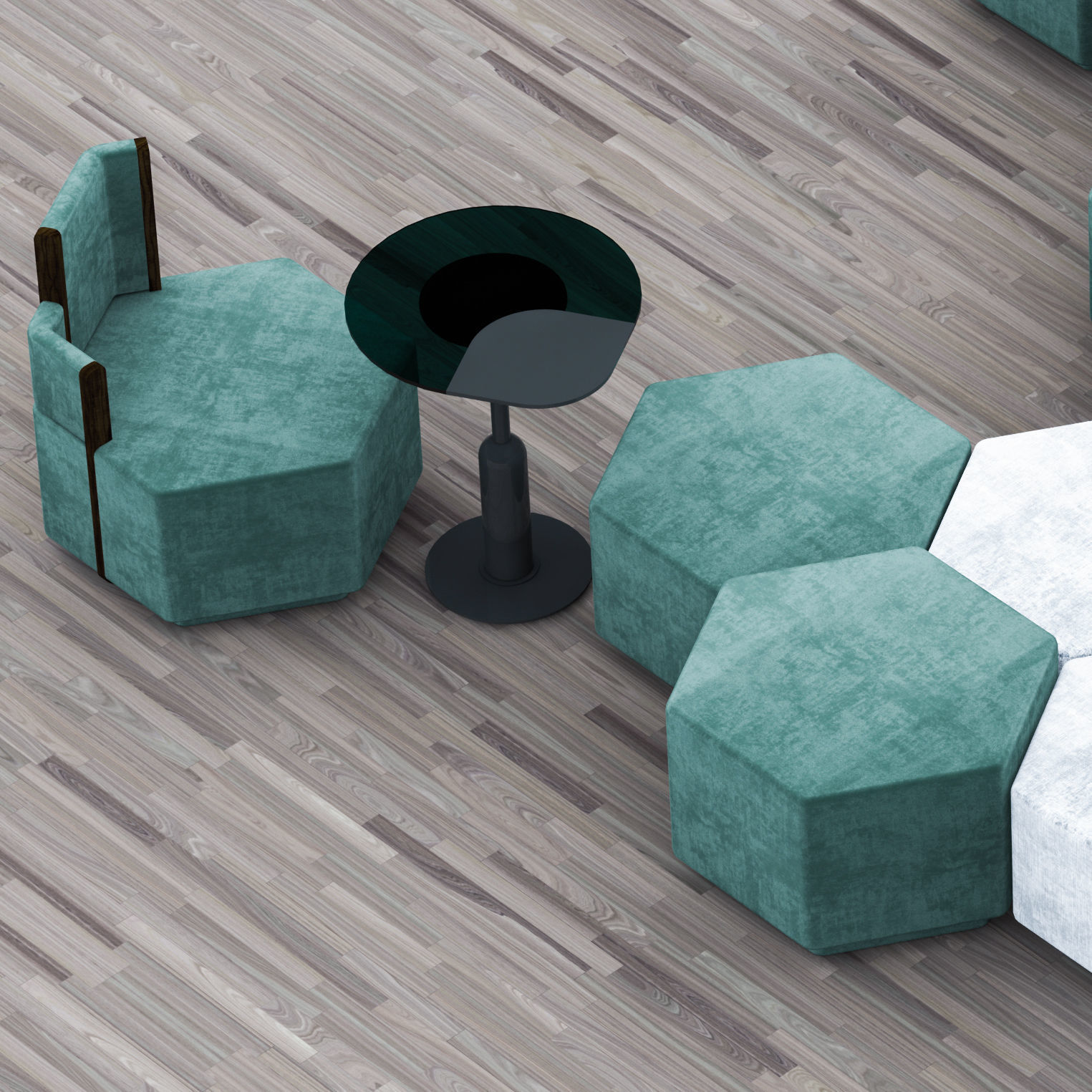 Cafeteria Seating 3D model_7