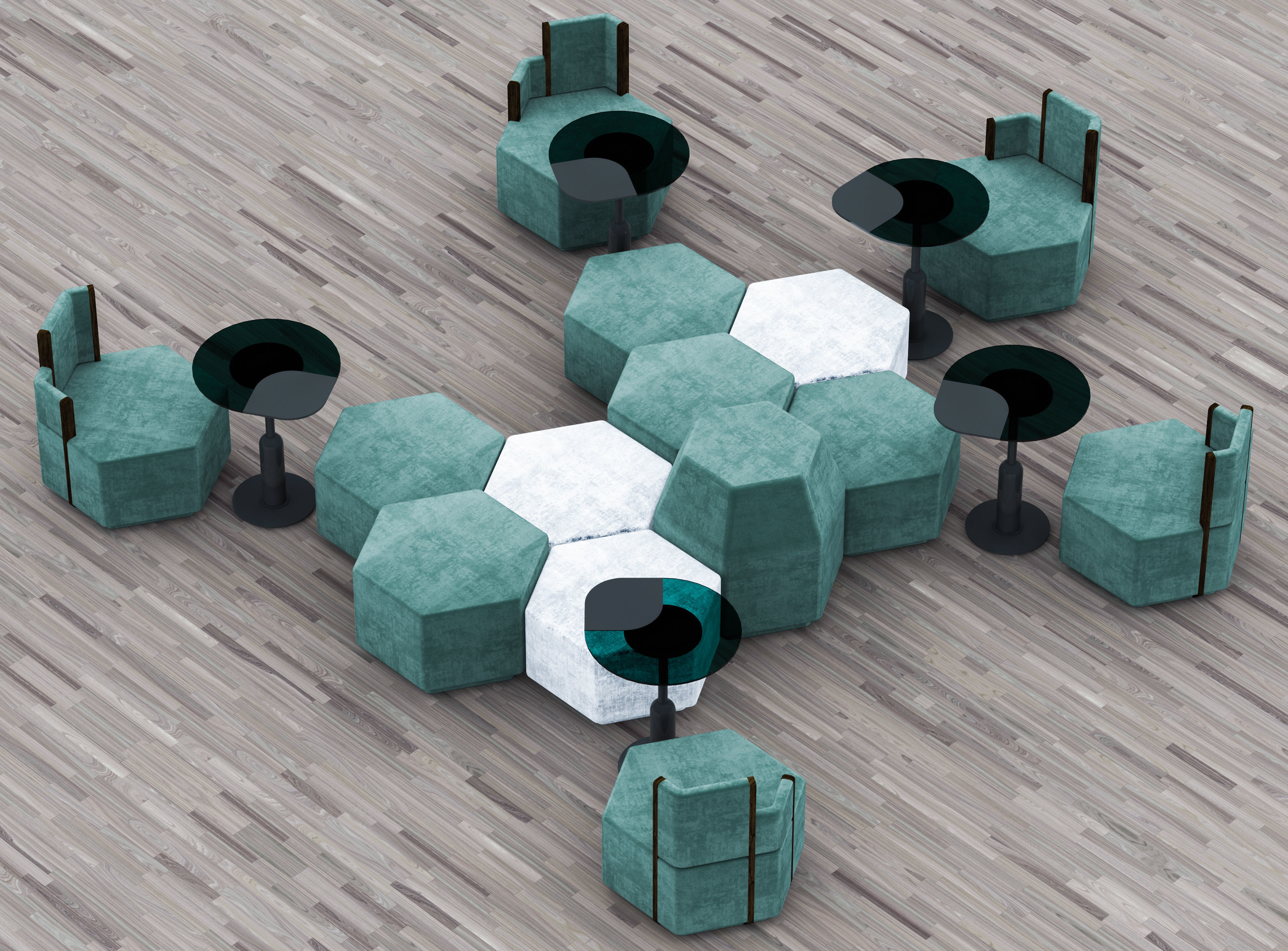 Cafeteria Seating 3D model_8
