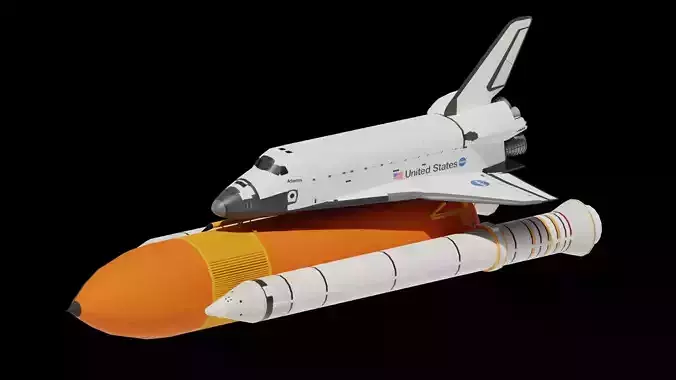 Space Shuttle Side Boosters And Fuel Tank Low Poly FREE