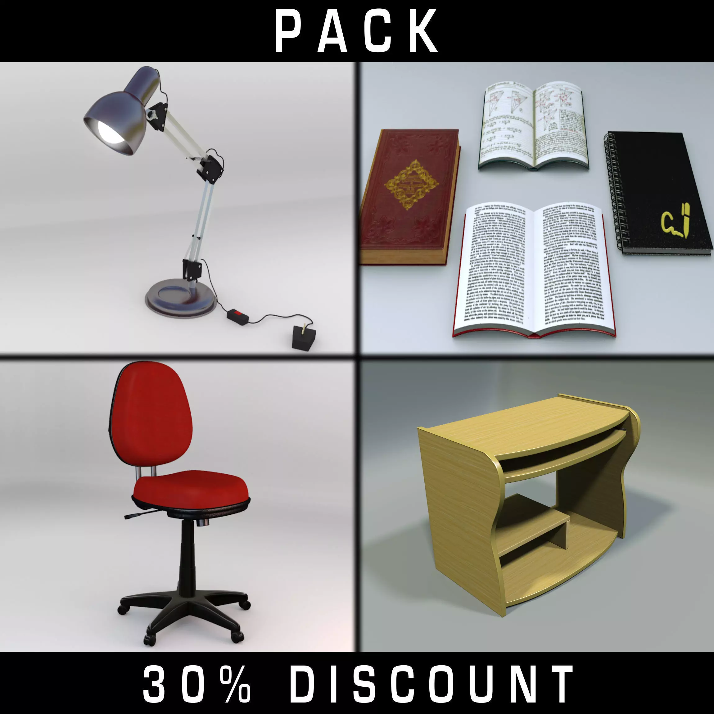 Office Elements Pack 3D model_0