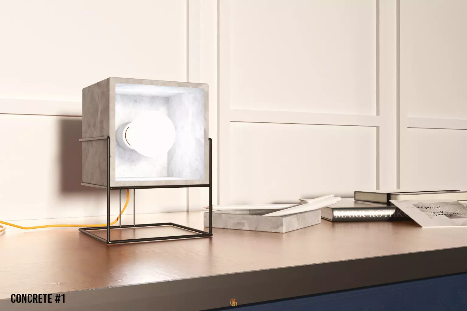 Concrete 1 two lamps 3D model