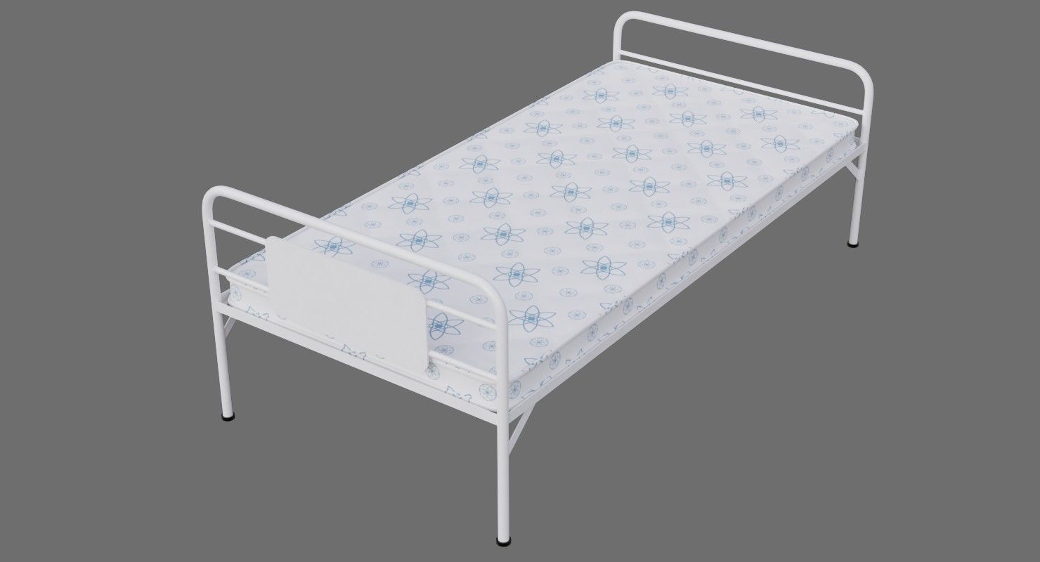 Bed 1A Low-poly 3D model_3
