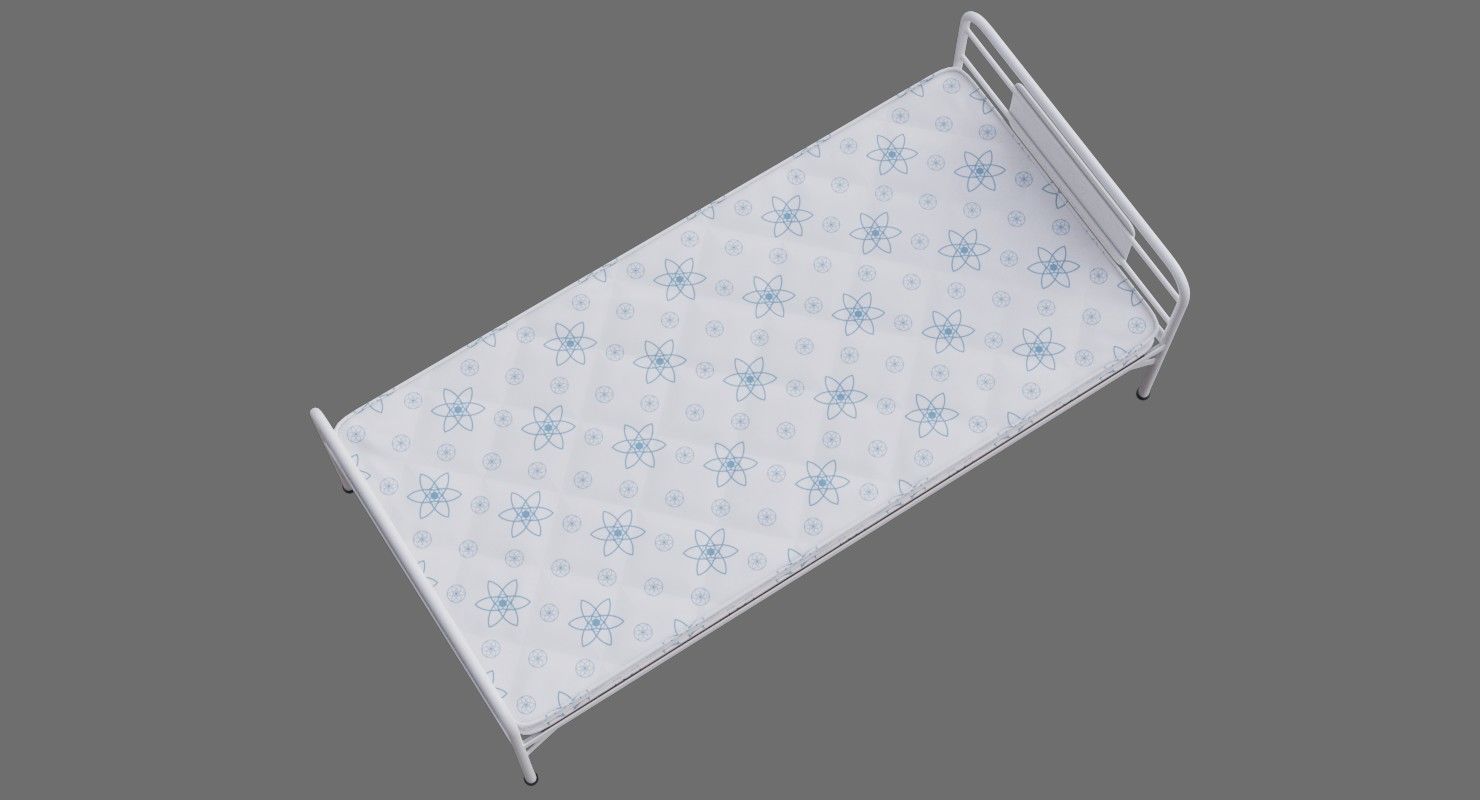 Bed 1A Low-poly 3D model_5