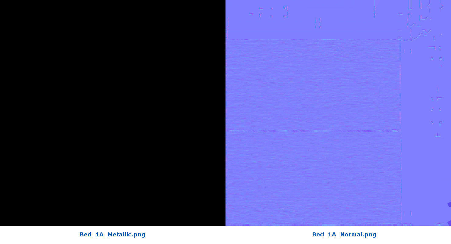 Bed 1A Low-poly 3D model_11