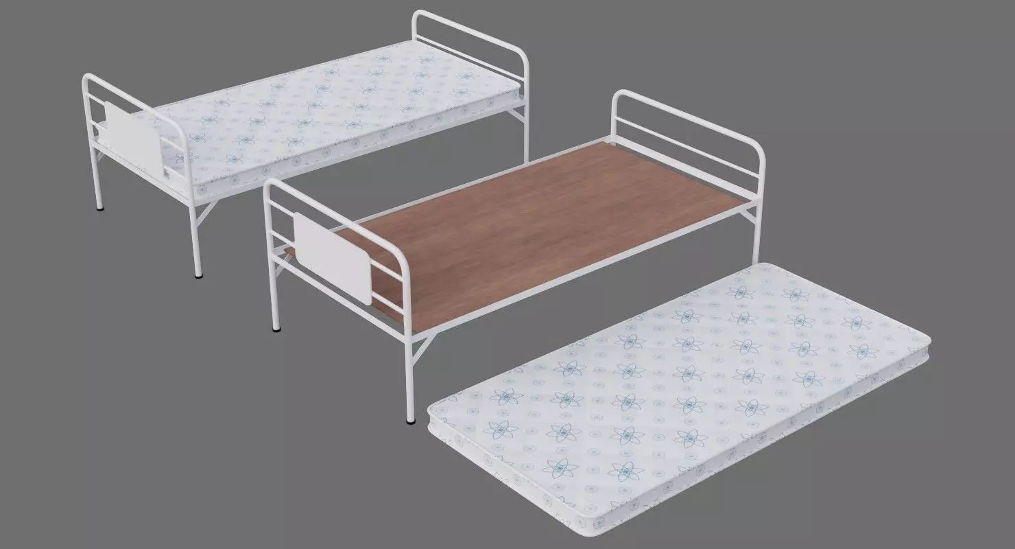 Bed 1A Low-poly 3D model_0