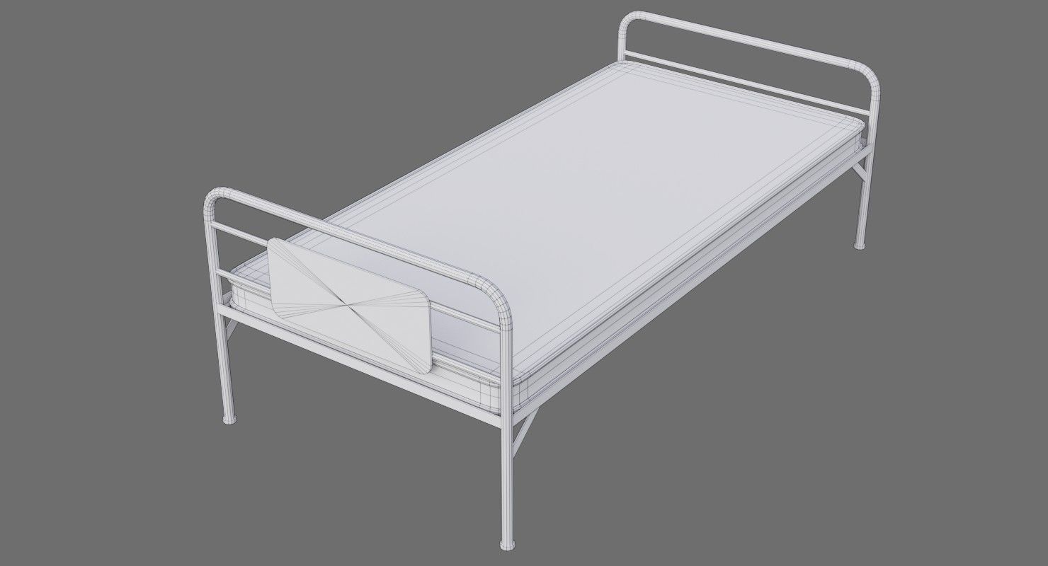 Bed 1A Low-poly 3D model_9