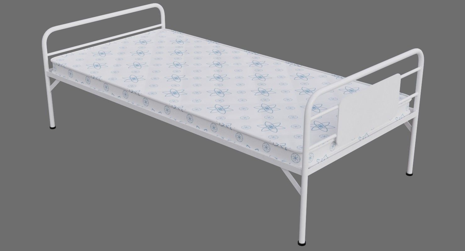 Bed 1A Low-poly 3D model_4