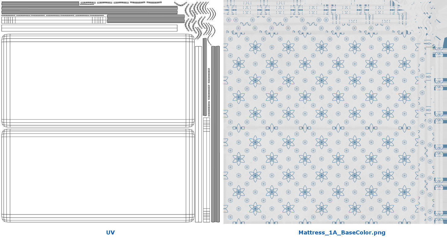 Bed 1A Low-poly 3D model_13