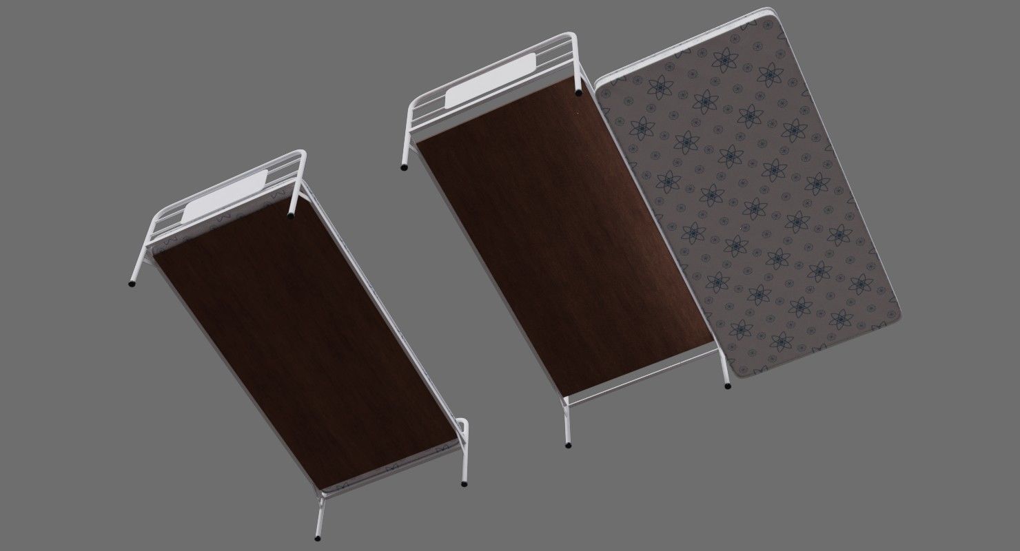 Bed 1A Low-poly 3D model_2