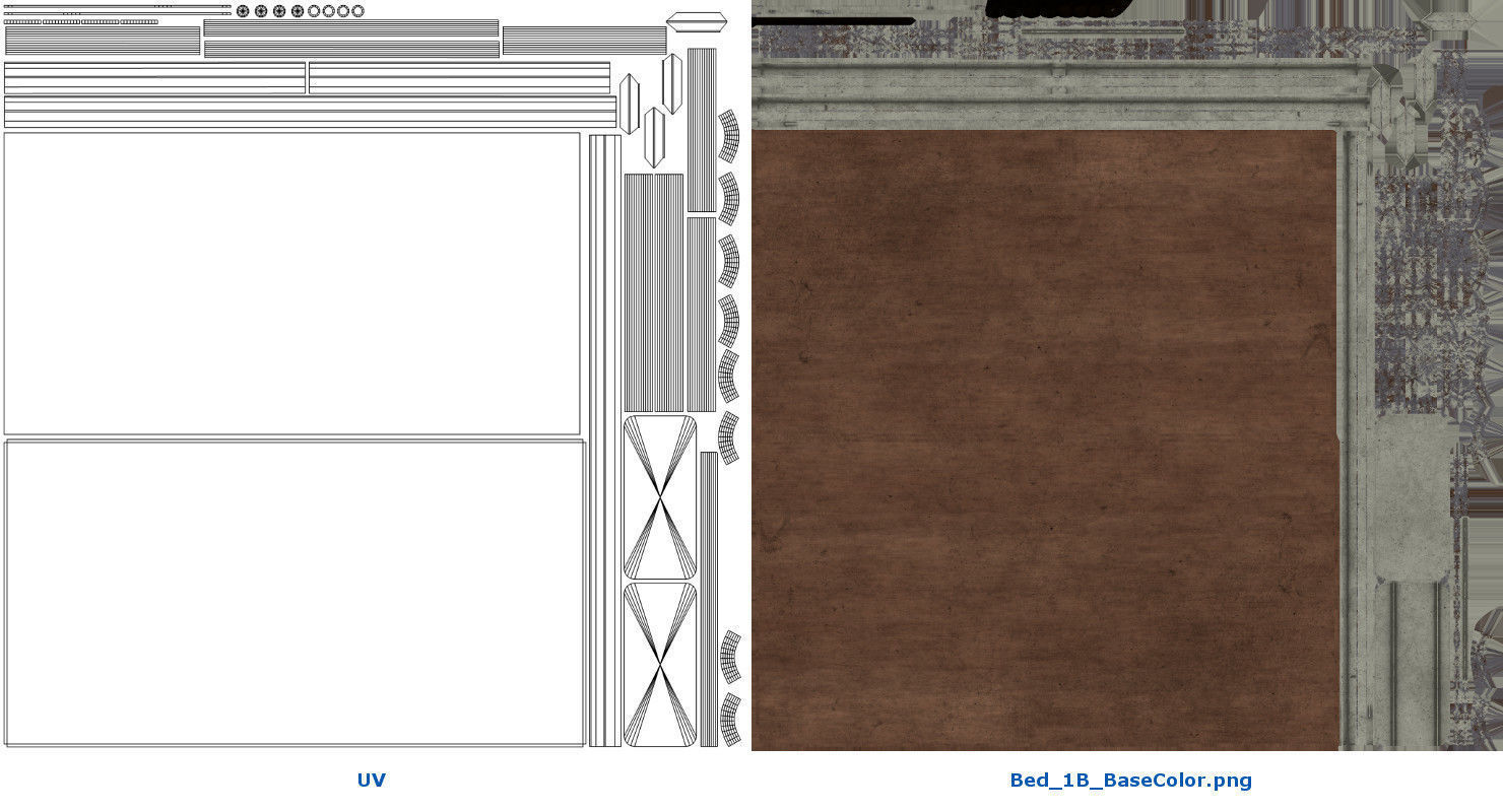 Bed 1B Low-poly 3D model_10