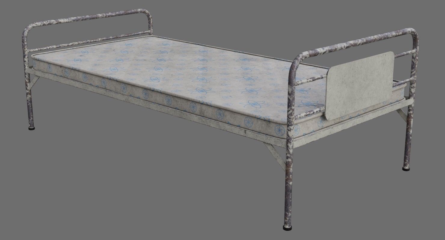 Bed 1B Low-poly 3D model_4