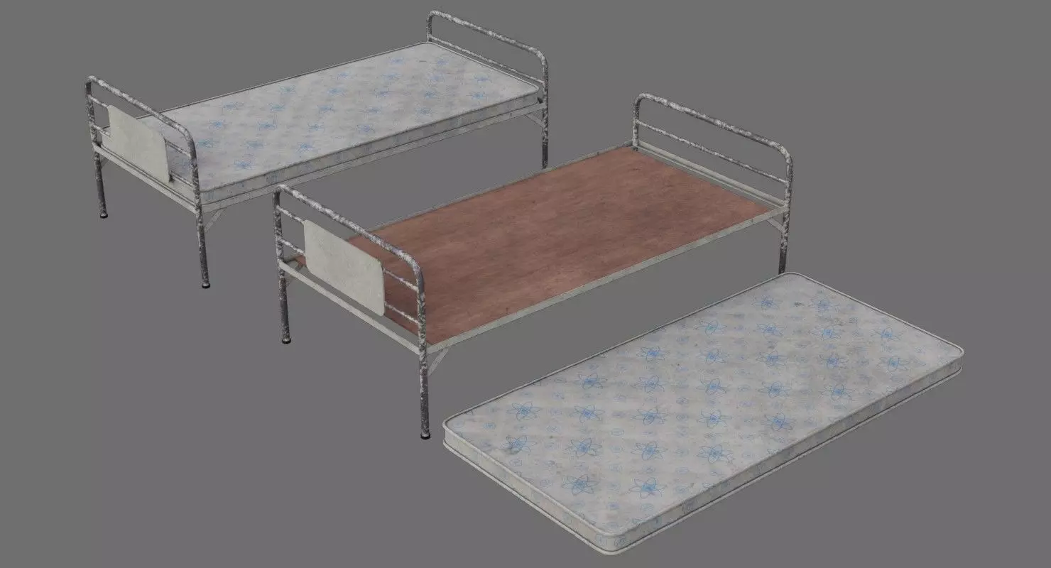 Bed 1B Low-poly 3D model_0
