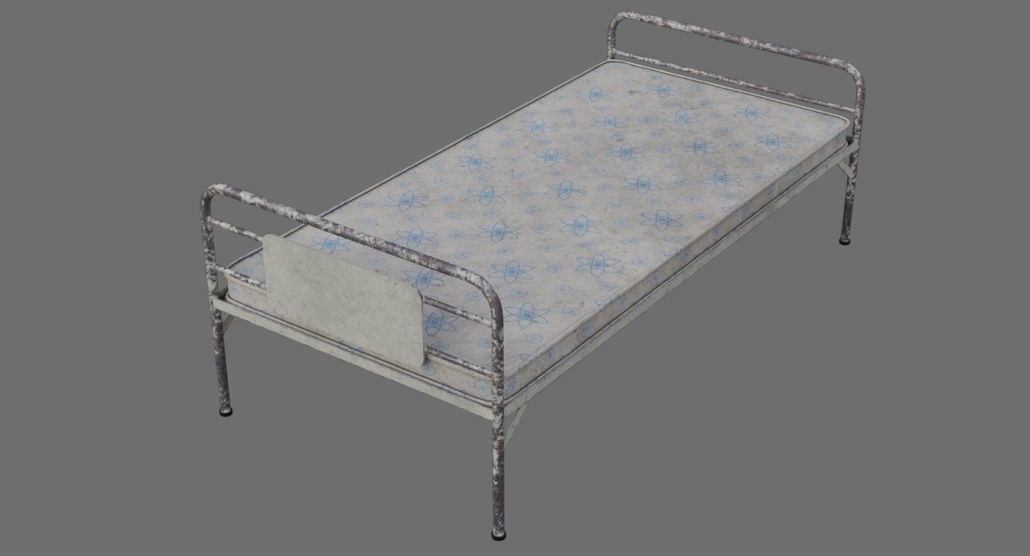 Bed 1B Low-poly 3D model_3