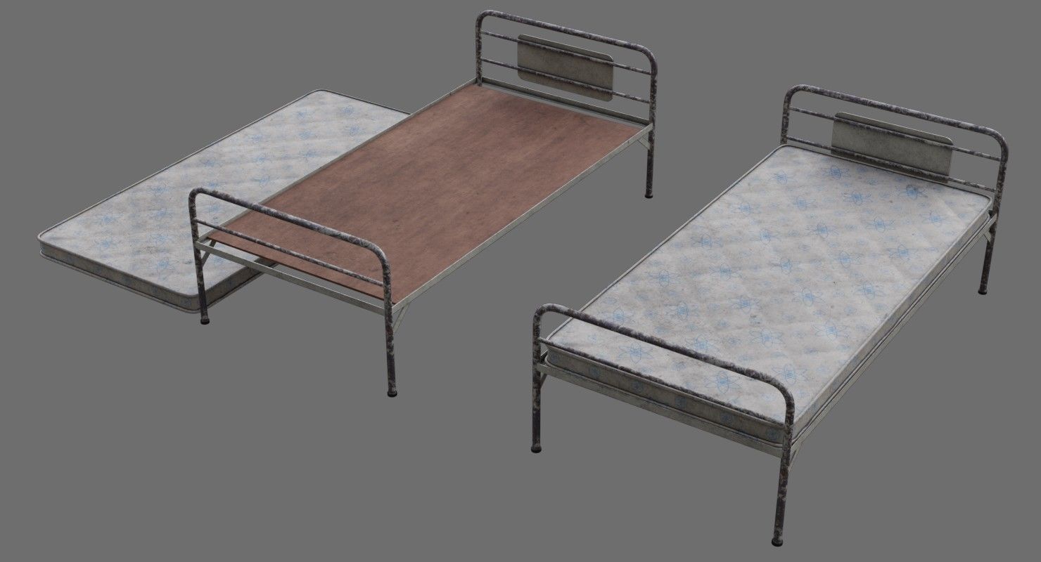Bed 1B Low-poly 3D model_1